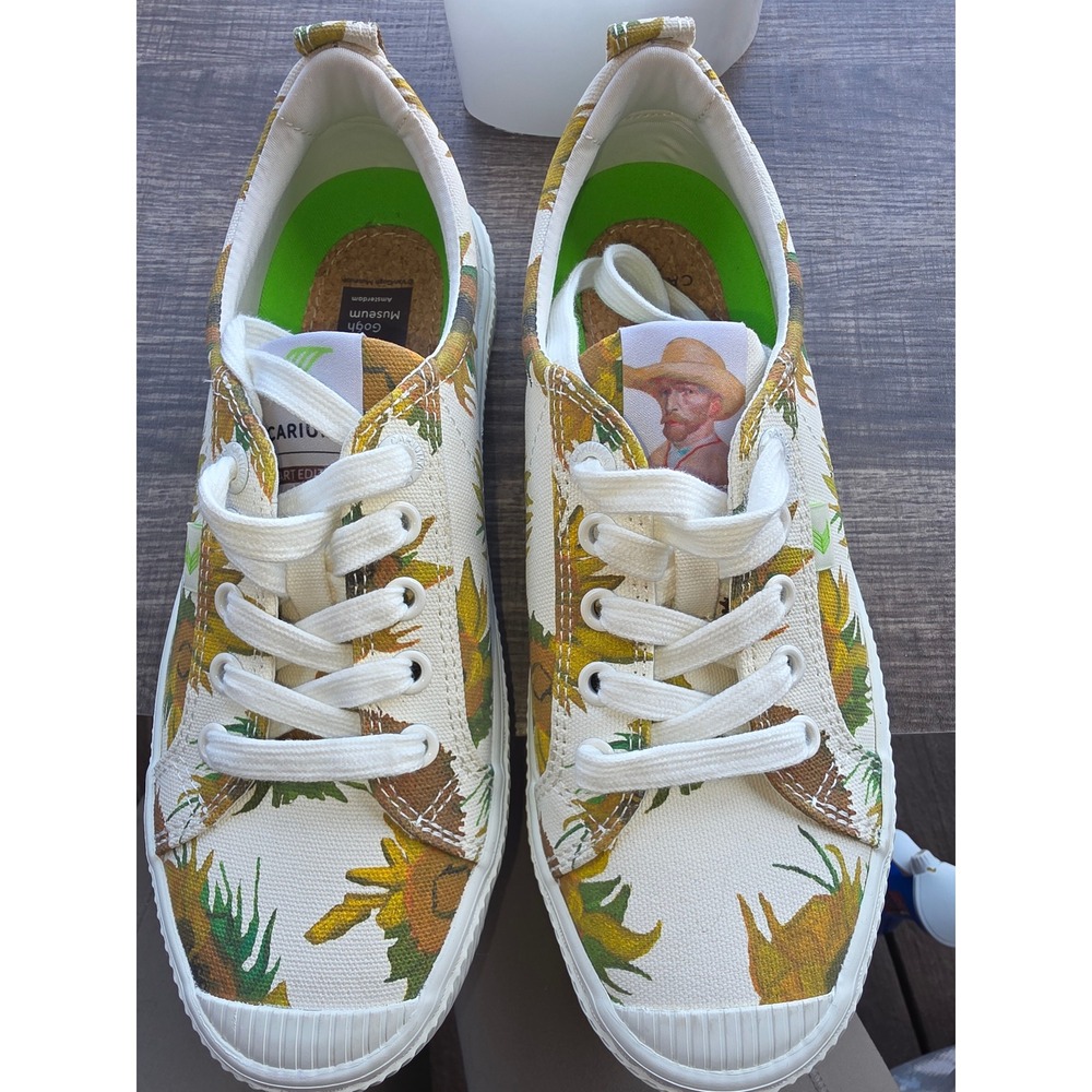 1107 Cariuma OCA Low Van Gogh Museum Sunflowers Canvas Sneakers Mens5.5 Womens7